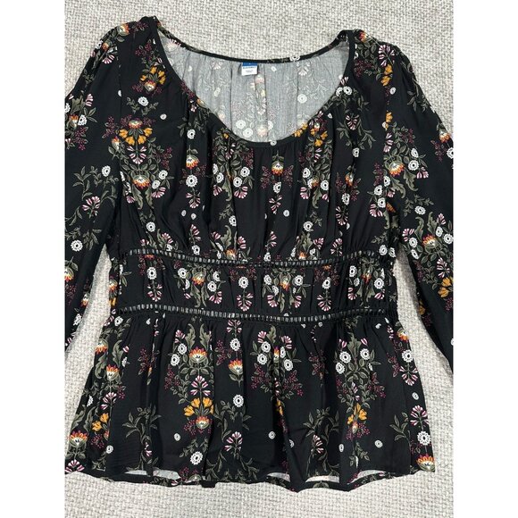 Old Navy Top Womens Small Lot Of 2 Dark Floral Peasant Smocked Boho - Picture 14 of 16